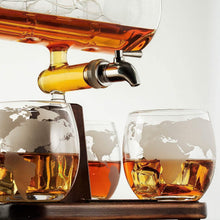 Load image into Gallery viewer, 5pcs Set Creative Antique Boat Shape Decanter Red Wine Whiskey Glass Decanter 1 Bracket 1 Decanter 4 Cup Combination Set