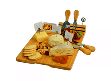 Load image into Gallery viewer, Pamap - Personalized Engraved Hardwood Board for Cheese & Appetizers - Includes 4 Cheese Knives, Cheese Markers & Ceramic Dish