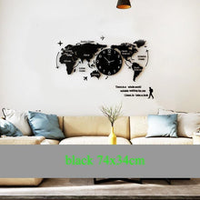 Load image into Gallery viewer, World Map 3D Stickers Hanging Clock
