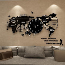 Load image into Gallery viewer, World Map 3D Stickers Hanging Clock
