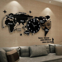 Load image into Gallery viewer, World Map 3D Stickers Hanging Clock
