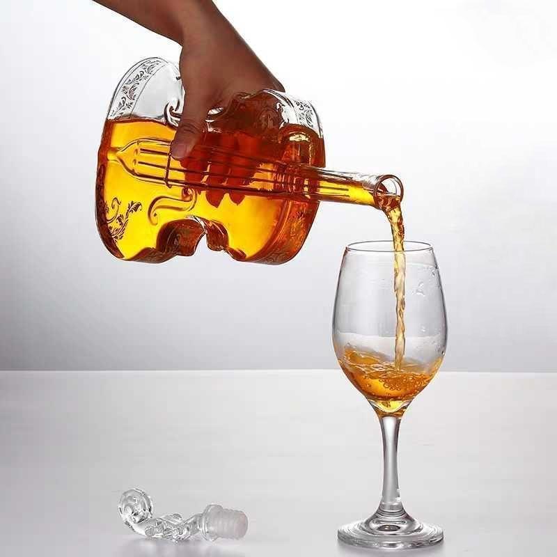 Blown Glass Wine Decanter for Whiskey High-grade Creative Vodka Bottle Violin Decorative Wine Set