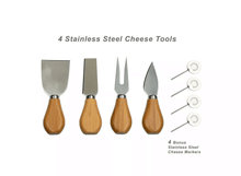 Load image into Gallery viewer, Pamap - Personalized Engraved Hardwood Board for Cheese &amp; Appetizers - Includes 4 Cheese Knives, Cheese Markers &amp; Ceramic Dish
