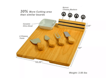 Load image into Gallery viewer, Pamap - Personalized Engraved Hardwood Board for Cheese &amp; Appetizers - Includes 4 Cheese Knives, Cheese Markers &amp; Ceramic Dish
