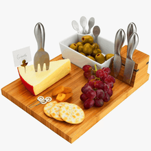 Load image into Gallery viewer, Pamap - Buxton Bamboo Cheese Board Set with 4 Tools &amp; Cheese Markers
