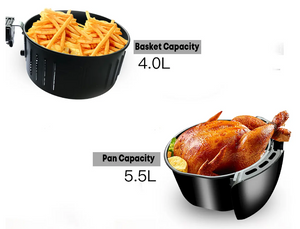 5.5L Digital Air Fryer Pan Chip Oil Free Oven Cooker Pot & Basket 1500W Home