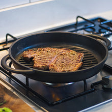 Load image into Gallery viewer, The Whatever Pan - Cast Aluminium Griddle Pan with Glass Lid
